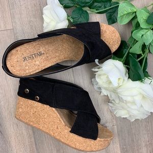 Faux Suede Platform Mules Black S8 NWOT